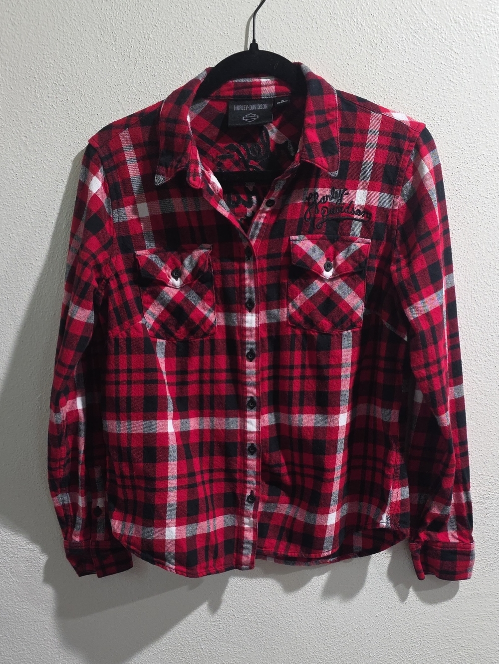 Harley Davidson Plaid Flannel Button Down Shirt